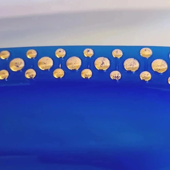 Vintage cobalt blue and gold rectangular dish bowl - Picture 4 of 4